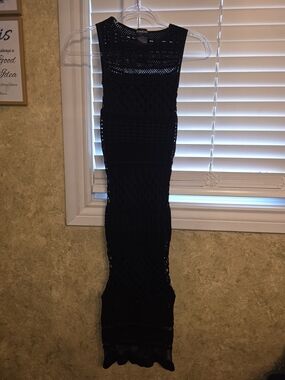 bebe Black Crochet Maxi Dress